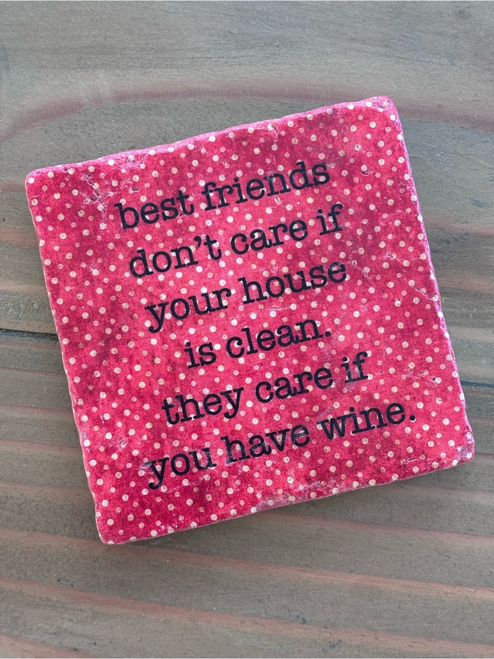 Red Polka Dot Quote Coaster